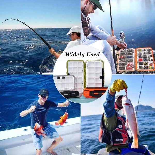 3 Packs Fishing Lure Box with Adjustable Dividers Storage,Double-Sided Fishing Tackle Box,Waterproof Bait Storage Case, Thicker Plastic Small Tackle Box Accessories Containers(Orange, Green, Grey) - Image 7