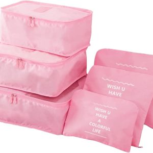 GUIFIER 6 Pack Packing Cubes for Suitcases, Travel Luggage Packing Organizers Bags, Carry On Luggage Organizer, Travel Bag Organizer Storage Bags, Travel Cubes Compression(Pink)