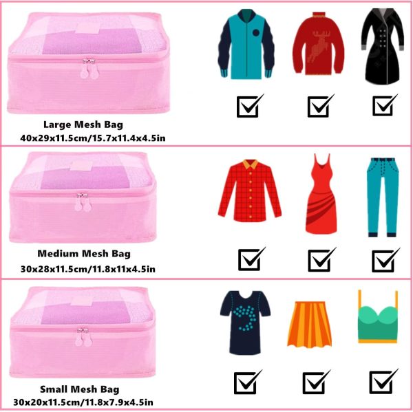 GUIFIER 6 Pack Packing Cubes for Suitcases, Travel Luggage Packing Organizers Bags, Carry On Luggage Organizer, Travel Bag Organizer Storage Bags, Travel Cubes Compression(Pink) - Image 2