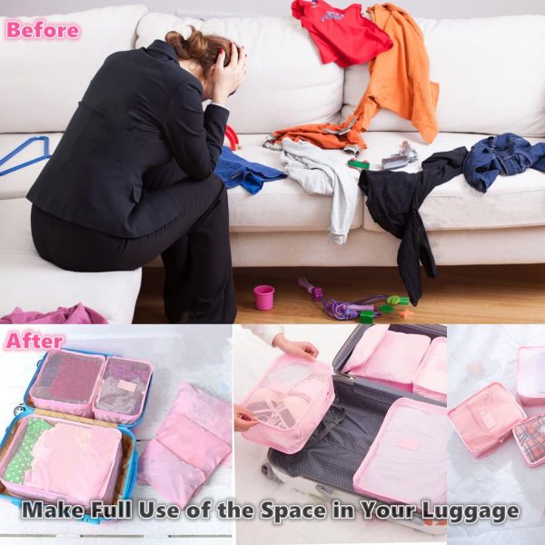 GUIFIER 6 Pack Packing Cubes for Suitcases, Travel Luggage Packing Organizers Bags, Carry On Luggage Organizer, Travel Bag Organizer Storage Bags, Travel Cubes Compression(Pink) - Image 5
