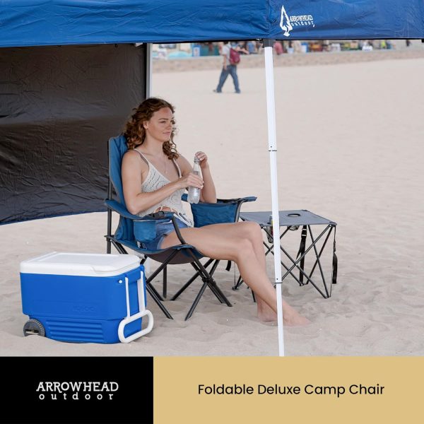 ARROWHEAD OUTDOOR Portable Folding Camping Quad Chair w/ 6-Can Cooler, Cup & Wine Glass Holders, Heavy-Duty Carrying Bag, Padded Armrests, Headrest & Seat, Supports up to 450lbs, USA-Based Support - Image 8