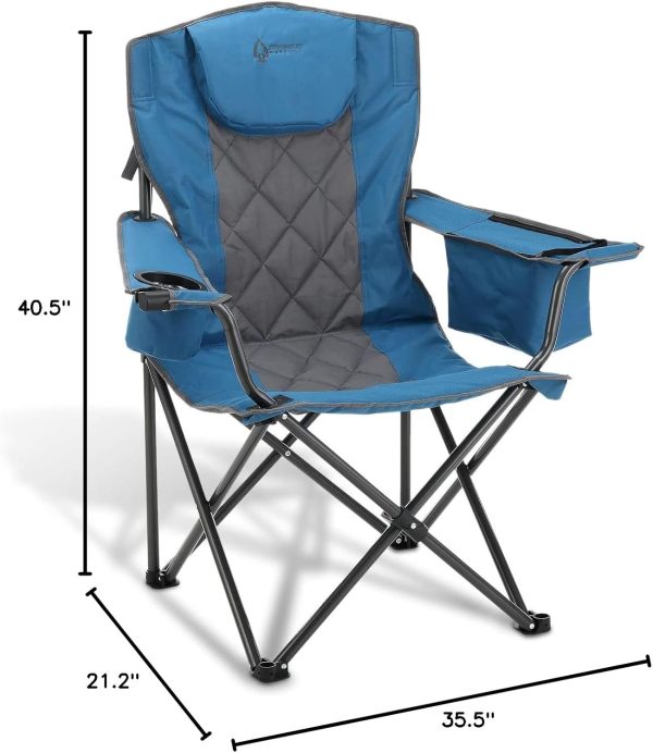 ARROWHEAD OUTDOOR Portable Folding Camping Quad Chair w/ 6-Can Cooler, Cup & Wine Glass Holders, Heavy-Duty Carrying Bag, Padded Armrests, Headrest & Seat, Supports up to 450lbs, USA-Based Support - Image 9