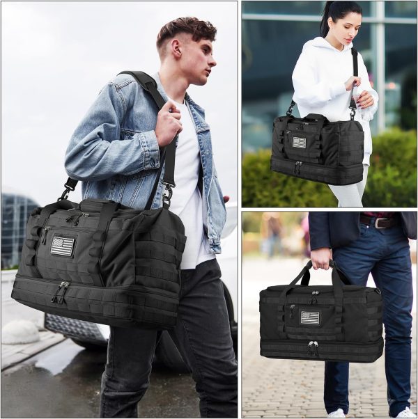 ETRONIK Travel Bag for Men, Tactical Duffle Bag & Weekender Bag for Travel with Toiletry Bag and Shoe Compartment, Carry on Bag Gym Overnight Bag with Wet Pocket for Workout Football Sport, Black - Image 6
