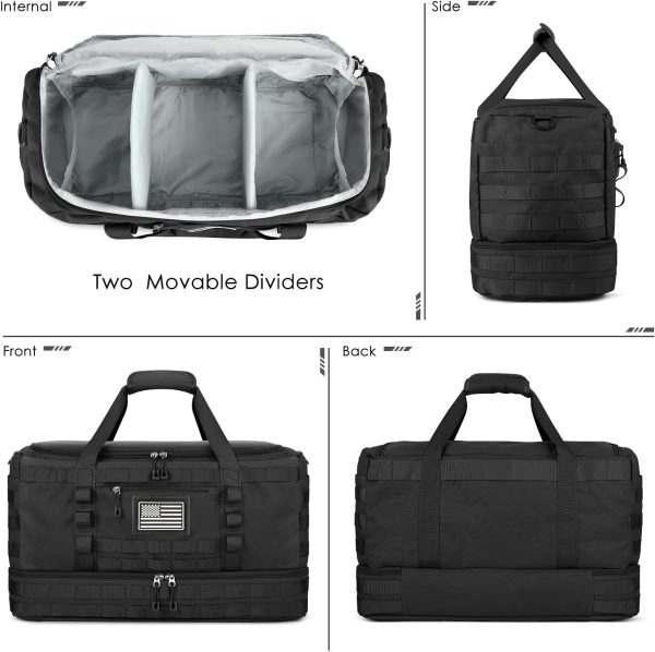 ETRONIK Travel Bag for Men, Tactical Duffle Bag & Weekender Bag for Travel with Toiletry Bag and Shoe Compartment, Carry on Bag Gym Overnight Bag with Wet Pocket for Workout Football Sport, Black - Image 7