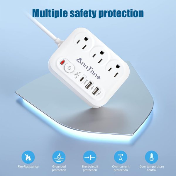 European Travel Plug Adapter, 5ft Detachable Extension Cord with Type C/G/E/F Plug Kit, 4 AC Outlets, 4 USB Ports (2 USB C), UK Germay France Greece Travel Plug Adapter - Image 4