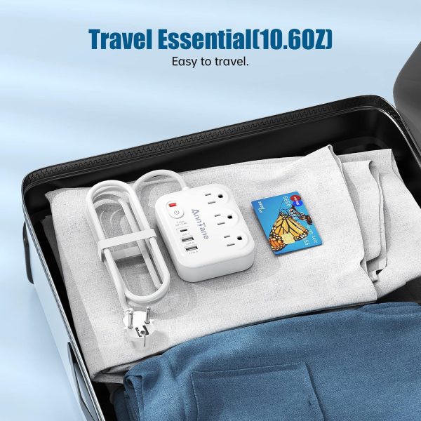 European Travel Plug Adapter, 5ft Detachable Extension Cord with Type C/G/E/F Plug Kit, 4 AC Outlets, 4 USB Ports (2 USB C), UK Germay France Greece Travel Plug Adapter - Image 7
