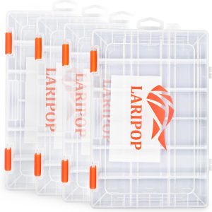 Fishing Tackle Box Set with Adjustable Dividers, Transparent Organizer Tray, Plastic Tool Box, Bait Separator -Angler's equipment lure box - 4 Packs Tackle Trays - Parts Box
