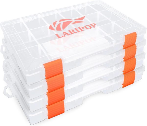 Fishing Tackle Box Set with Adjustable Dividers, Transparent Organizer Tray, Plastic Tool Box, Bait Separator -Angler's equipment lure box - 4 Packs Tackle Trays - Parts Box - Image 2
