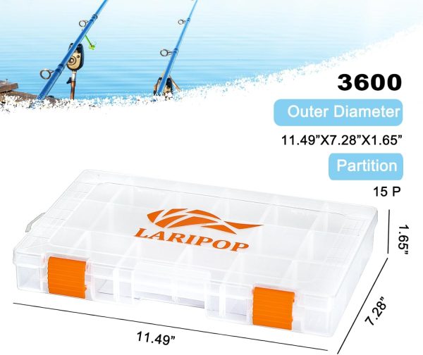 Fishing Tackle Box Set with Adjustable Dividers, Transparent Organizer Tray, Plastic Tool Box, Bait Separator -Angler's equipment lure box - 4 Packs Tackle Trays - Parts Box - Image 3