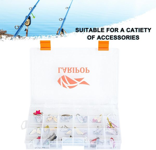 Fishing Tackle Box Set with Adjustable Dividers, Transparent Organizer Tray, Plastic Tool Box, Bait Separator -Angler's equipment lure box - 4 Packs Tackle Trays - Parts Box - Image 6