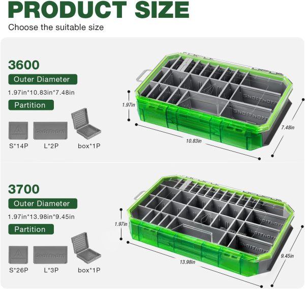 Ghosthor Fishing Tackle Box, Waterproof 3600 and 3700 Tackle Trays, Plastic Tackle Box Organizer with Removable Dividers, Storage Lure Box and Terminal Tackle Storage - Image 7