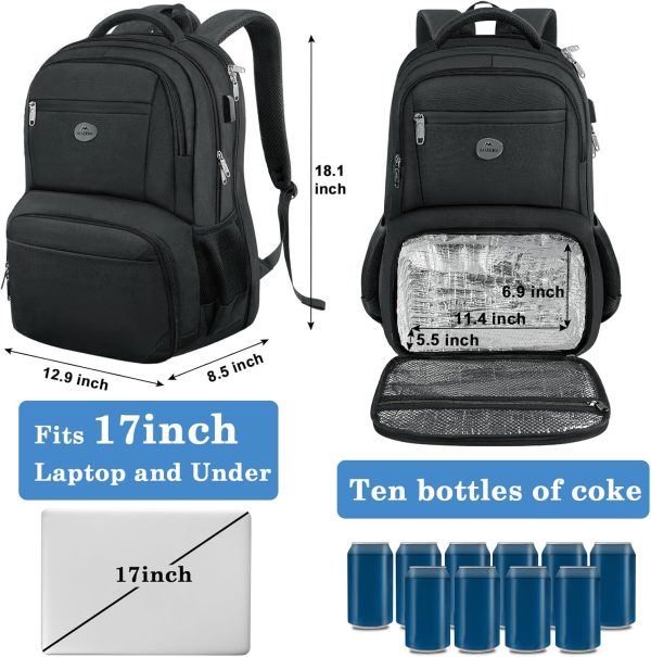 MATEIN 17 Inch Laptop Backpack, TSA Large Travel Backpack with Lunch Box, Anti-Theft Work Business Carry On with USB Port, Water Resistant Sturdy College Computer Backpack for Men Women - Image 4