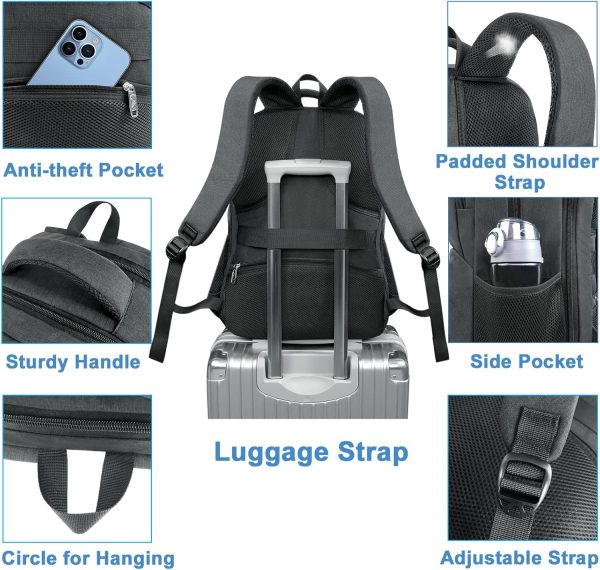 MATEIN 17 Inch Laptop Backpack, TSA Large Travel Backpack with Lunch Box, Anti-Theft Work Business Carry On with USB Port, Water Resistant Sturdy College Computer Backpack for Men Women - Image 6