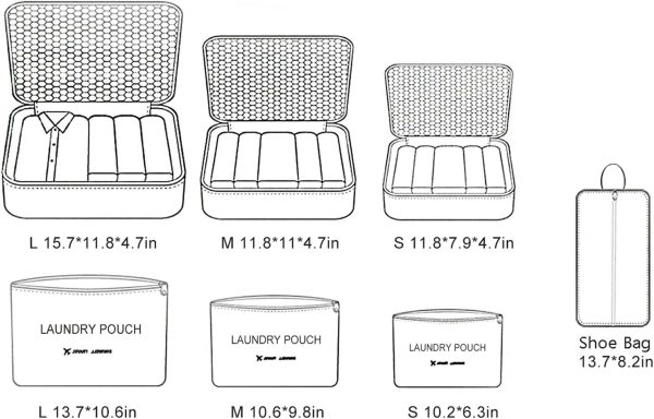 Mossio 7 Set Packing Cubes with Shoe Bag - Travel Carry On Luggage Organizer - Image 7
