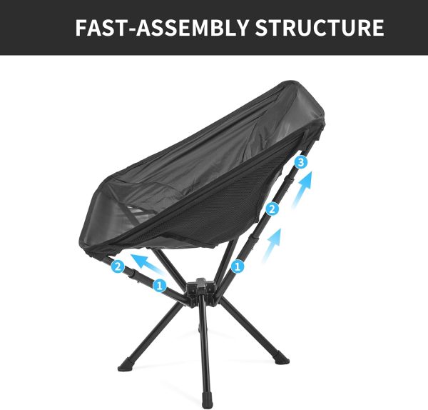 Naturehike Fast-Assembly Camping Chair, Lightweight Aluminum Portable Chair with Carry Bag, Collapsible Folding Camp Chair for Outdoor Camping Hiking Travel Beach Fishing - Image 4