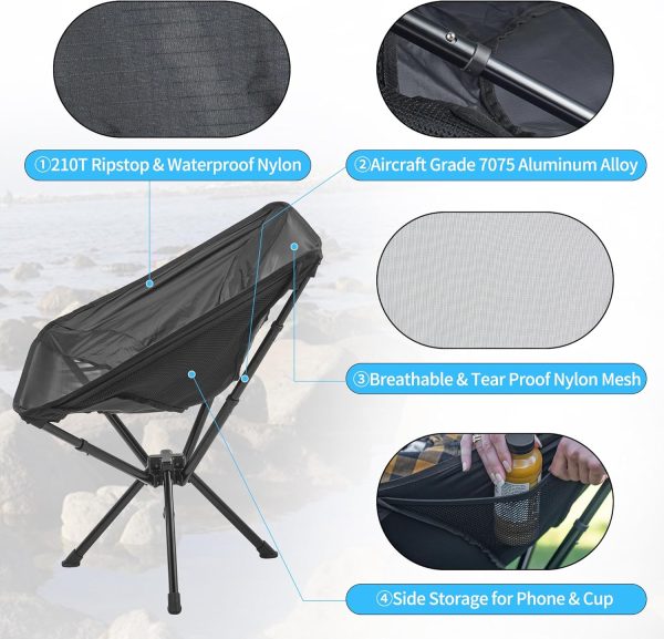 Naturehike Fast-Assembly Camping Chair, Lightweight Aluminum Portable Chair with Carry Bag, Collapsible Folding Camp Chair for Outdoor Camping Hiking Travel Beach Fishing - Image 6